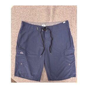 Quiksilver Board Surf‎ Shorts Cargo Pockets Swim Beach Trunks Blue Mens Size 34